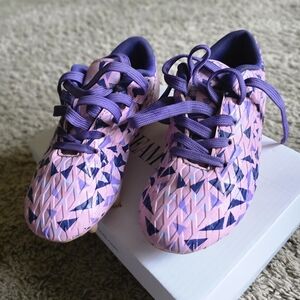 Kids Pink and Purple Soccer Cleats